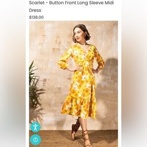 Scarlet - Button Front Long Sleeve Midi
Dress